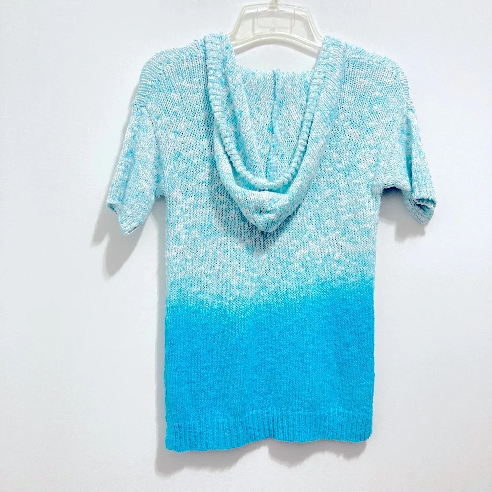 🆕 Justice Girl’s Short Sleeves Knit Blue Hoodie
